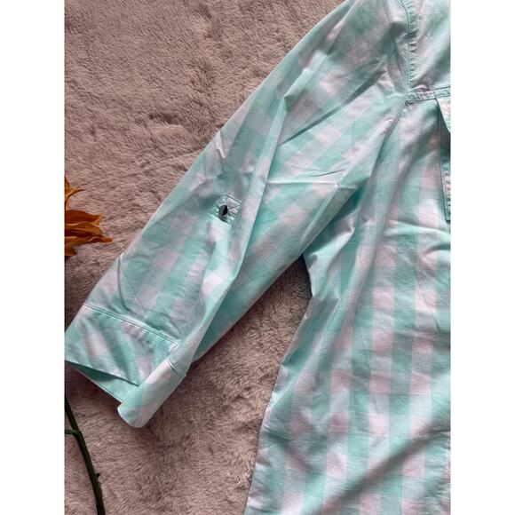 CJ Banks Green Gingham Blouse Size 1X - Picture 5 of 7